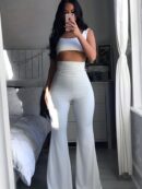 High Waist Y2K Solid Elastic Flare Leggings